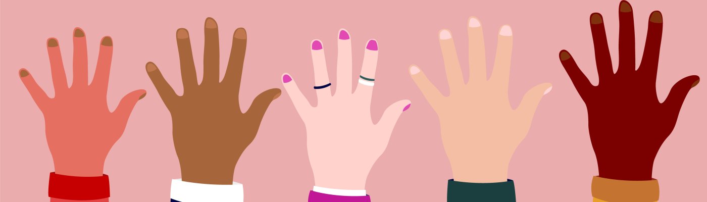 Diverse cartoon hands vector illustration - Collection of male and female hands in various colours and ethnicities in flat design vector illustration